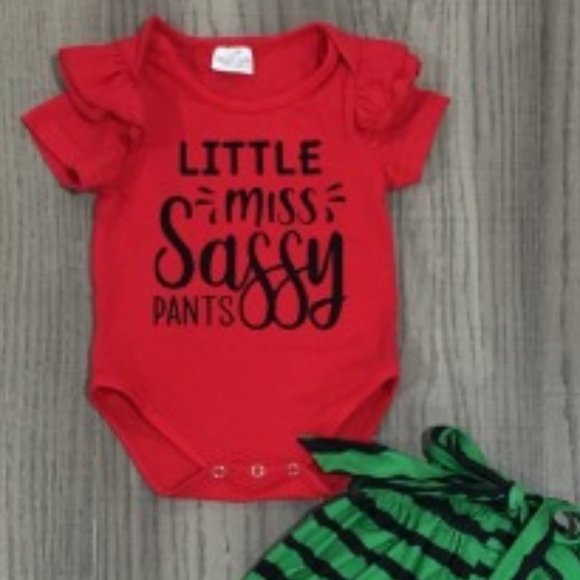 Matching Sets Boutique Watermelon Little Miss Sassy Pants Baby Girls